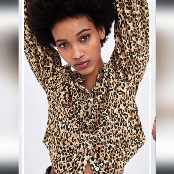 Zara leopard print button down shirt small - Picture 14 of 15